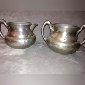 HOMAN SILVER SET,  PITCHER AND URN